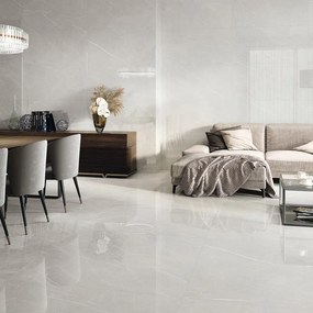 Piastrella da pavimento e rivestimento interno 60 x 120 cm Sp. 9 mm rettificato Eternal Pearl Pulido in gres porcellanato lucido grigio traffico intenso (pei 4/5) 1.44 mq