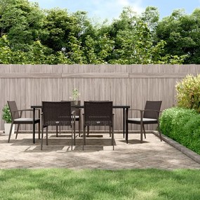 Set Pranzo da Giardino 7 pz con Cuscini in Polyrattan e Acciaio