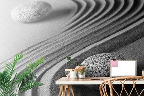 Carta da parati – Pietre bianche e nere Yin e Yang