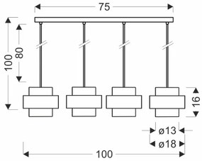 Lampadario a sospensione con filo SPIEGA 4xE27/60W/230V oro/nero