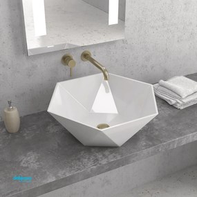 Lavabo D'Appoggio Da 45x45 Cm Finitura Bianco Lucido