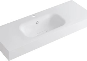 Lavabo a incasso rettangolare vasca centrale L 120.5 x H 15 x P 46 cm in resina bianco lucido