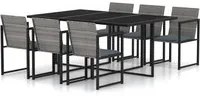 Set da Pranzo per Esterni 7 pz con Cuscini in Polyrattan Grigio 317185