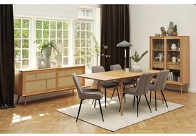 Cassettiera bassa effetto rovere con ante scorrevoli in colore naturale 180x80 cm Barrali - Unique Furniture