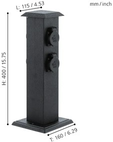 EGLO 93426 - Colonna da giardino per esterni con prese SCHUKO IP44