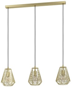 Lampadario A Sospensione Vintage Stype Acciaio Oro 3 Luci E27