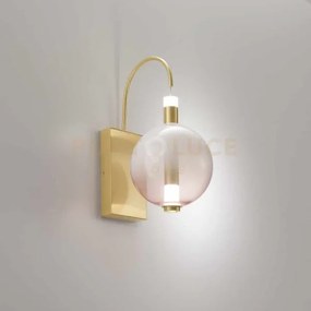 Lampada da parete aurora, oro satinato con vetro rosa 10w 850lm 300...