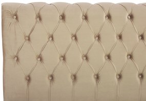 Letto matrimoniale in velluto beige stile chesterfield 160x200cm AVALLON Beliani