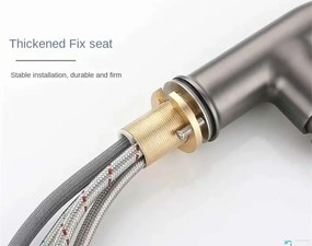 Rubinetto da cucina EYN KS15174 da piano con doccetta estraibile multigetto, bocca girevole e più finiture — Bianco