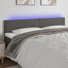 Testiera A Led Grigio 160x5x78/88 Cm İn Similpelle /