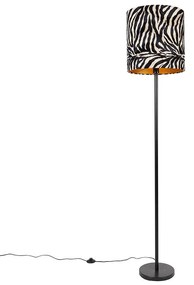 Lampada da terra moderna con paralume in tessuto zebrato nero 40 cm - Simplo
