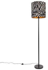 Piantana moderna paralume in tessuto nero zebra 40 cm - Simplo