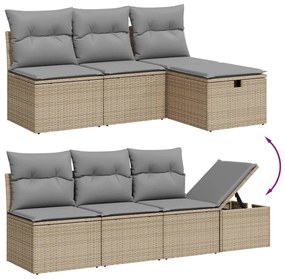 Set divano da giardino 8 pz con cuscini beige in polyrattan