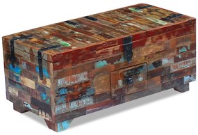 Tavolino da caffè baule legno massello di recupero 80x40x35 cm