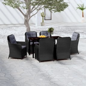 Set mobili da pranzo per giardino 7 pz nero