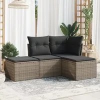 Set Divani da Giardino 4 pz con Cuscini in Polyrattan Grigio 3217480