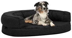 Materasso Ergonomico per Cani 75x53 cm Pile Effetto Lino Nero