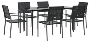 Set da pranzo da giardino 7 pz in polyrattan e acciaio