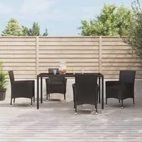 Set da Pranzo da Giardino 5 pz Nero con Cuscini in Polyrattan 3187326