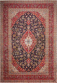 Kashan Tappeto 250 x 360 Blu (Iran) Annodato A Mano