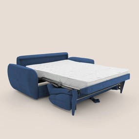 Zeus Divano letto scandinavo con schienale alto in tessuto impermeabile T02 blu