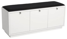 Panca bianca con vano portaoggetti e seduta nera , larghezza 106 cm Confetti - Rowico
