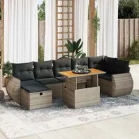 Set Divano Giardino 5 pz con Cuscini Grigio Polyrattan Acacia 3328068