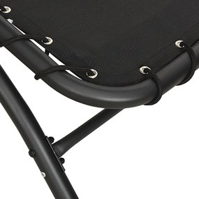 Lettino prendisole tettuccio nero 167x80x195cm tessuto acciaio