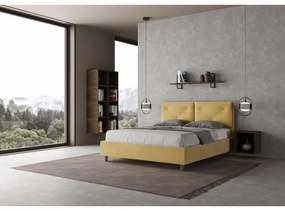 Letto matrimoniale e rete 160x190 in microfibra ocra Appia