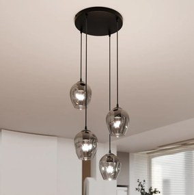 Lampadario a Sospensione ISTAR 4 PREMIUM 4xE27 in Acciaio e Vetro