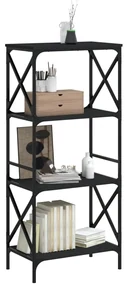 Libreria a 4 ripiani nera 59x35x132 cm in legno multistrato