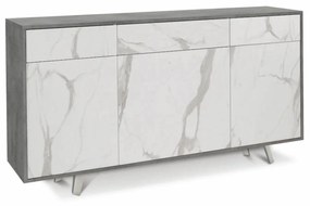 Mobile credenza madia con 3 cassetti cemento calacatta A7076CEMCK