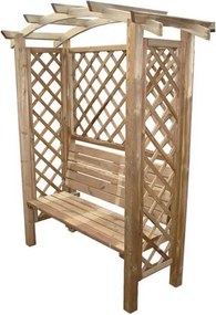 pergola ad arco con panca da giardino in legno di pino impregnato in autoclavex190h