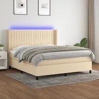 Letto a Molle con Materasso e LED Crema 180x200 cm in Tessuto 3138498