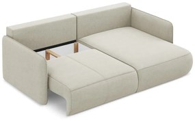 Divano angolare color crema allungabile/con contenitore (con penisola a destra) Nanea – Makamii