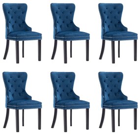 Sedie Da Pranzo 6 Pz Blu İn Velluto /
