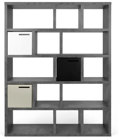 Libreria grigia effetto cemento 150x198 cm Berlin - TemaHome