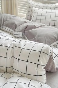 Biancheria da letto bianca/grigia in cotone renforcé per letto singolo/per letto esteso con lenzuolo incluso/3 pezzi 160x220 cm Checkered – Mila Home