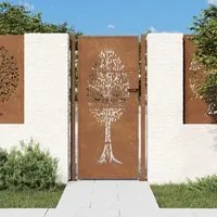 Cancello da Giardino 105x205 cm in Acciaio Corten Design Albero 153165