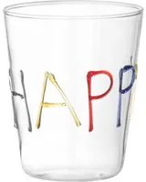 Bicchiere scritta Happy in vetro borosilicato, da 380 ml