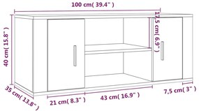 Mobile TV Grigio Sonoma 100x35x40 cm in Legno Multistrato