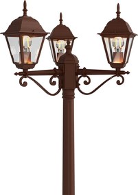 Lampione Storico con 3 Lanterne 200cm E27 IP54 Corten - Serie ALFIERI