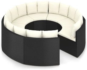 Set Divani da Giardino 8 pz con Cuscini in Polyrattan Nero