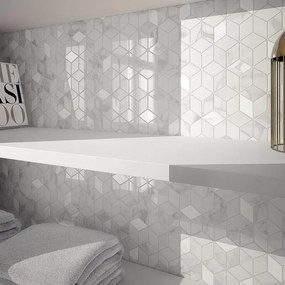 Piastrella da rivestimento interno 26 x 28 cm Sp. 9 mm rettificato Murano Mosaico in maiolica smaltato bianco lucido 0.29 mq