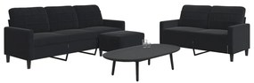 Set Di Divani 3 Pz Con Cuscini Nero İn Velluto /