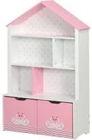 Scaffale Portagiochi per Bambini 78,5x34x127,5 cm con Ripiani Aperti e Cassetti Rosa