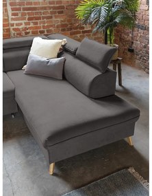 Divano letto angolare a U in velluto grigio scuro (angolo destro) Sweet Harmony - Miuform