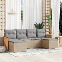 Set Divano da Giardino 6 pz con Cuscini Beige in Polyrattan 3260302