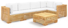 Set Divani da Giardino 6 pz con Cuscini Legno Massello di Teak