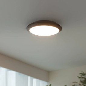 Lindby plafoniera LED da esterni Naira, grigia, sensore, 30 cm, IP65 Naira, Nero, Plastica, Moderno, Plafoniere LED